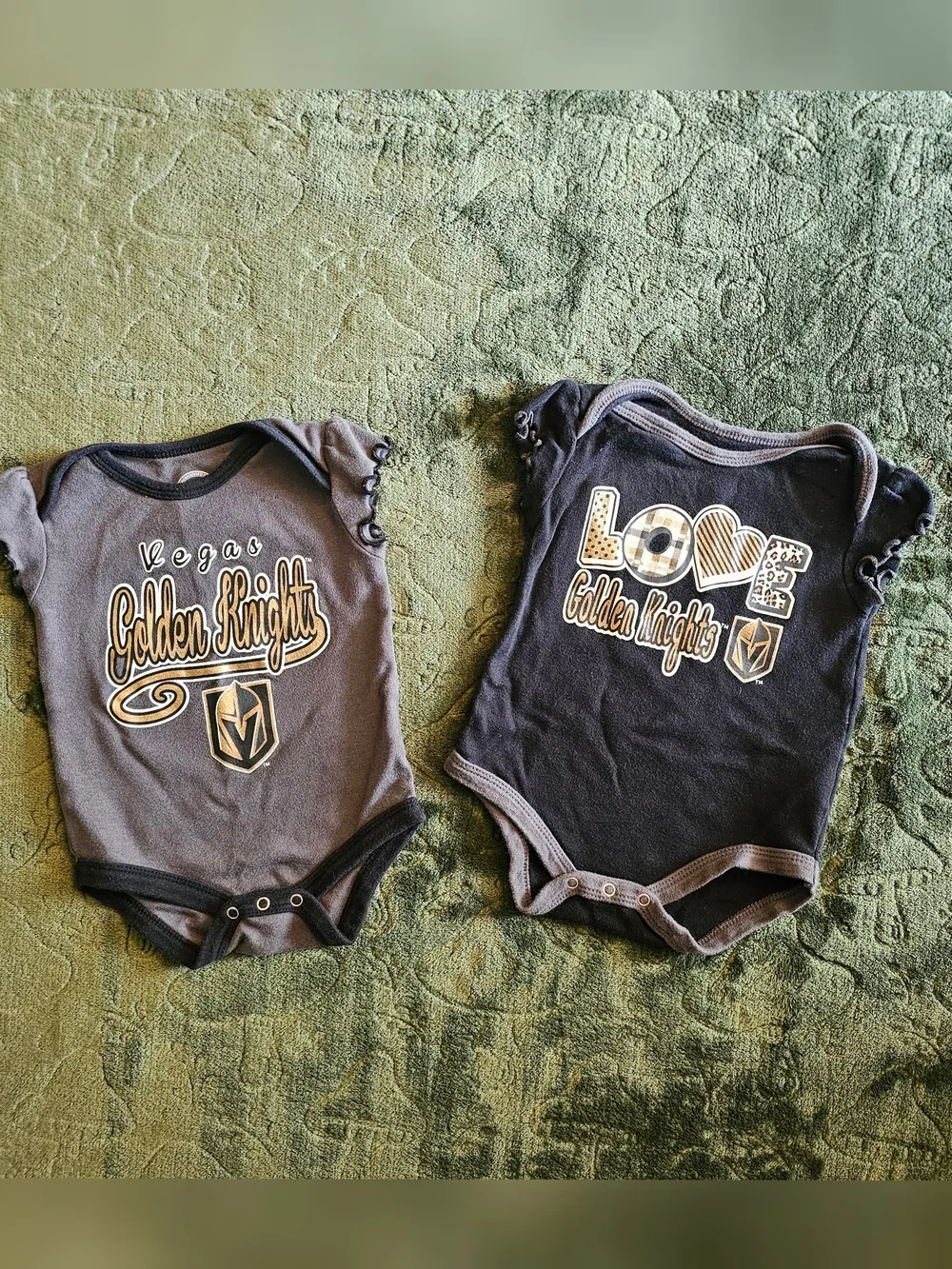 0-3 Months Vegas Golden Knights NHL Onesies Girls Bodysuits Ruffle Sleeves Snaps